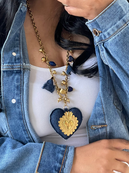 Collar Corazón Mezclilla