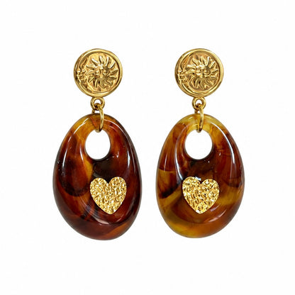 Aretes Ámbar Sol Corazón