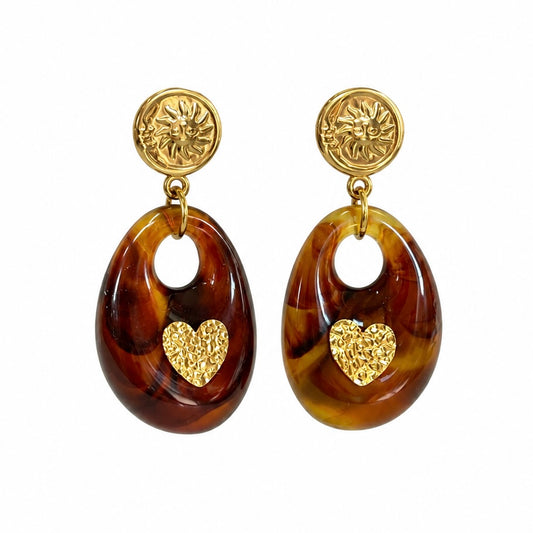 Aretes Ámbar Sol Corazón