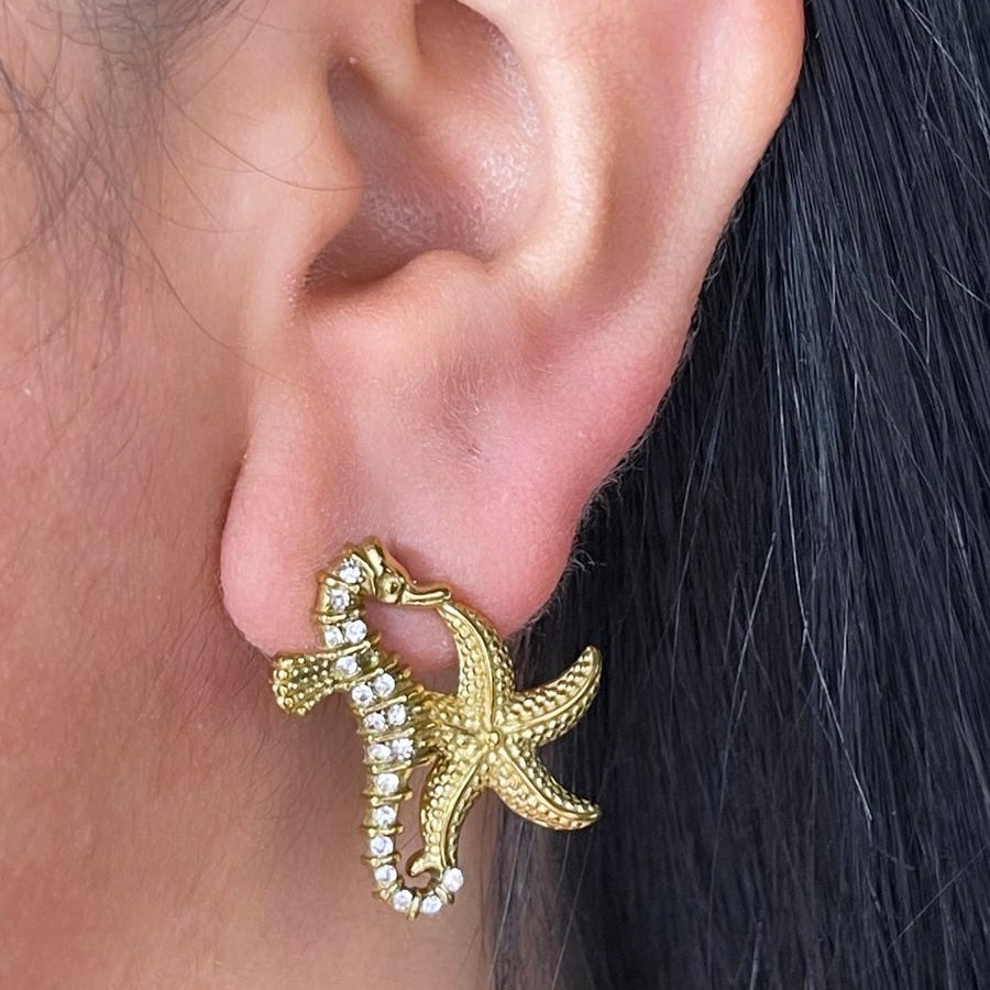 Aretes Estrella y Caballo Mar