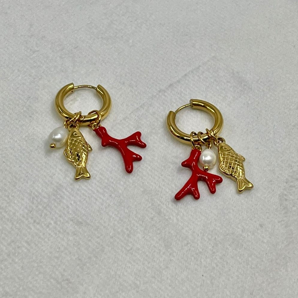 Aretes Alga Roja