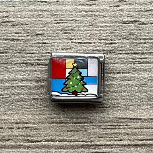 CHARM Pino navideño fondo mosaico