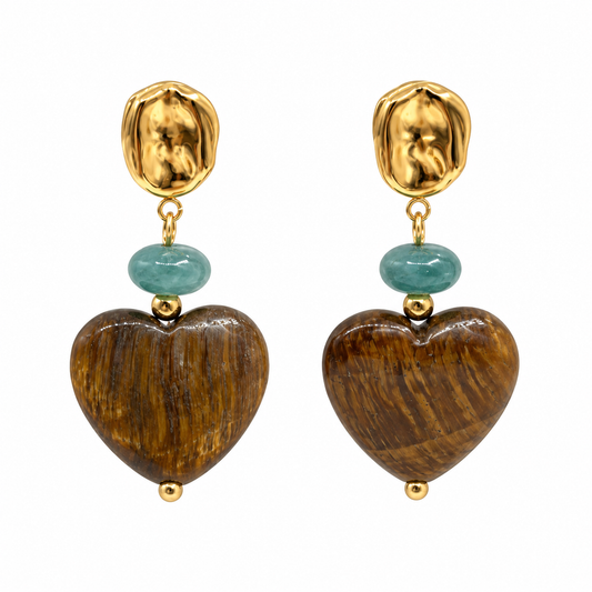 Aretes Corazón Ágata/Tig