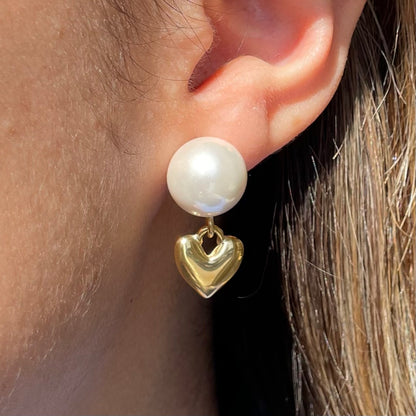 Aretes perla y corazón