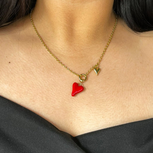 Dije Corazón Doble rojo