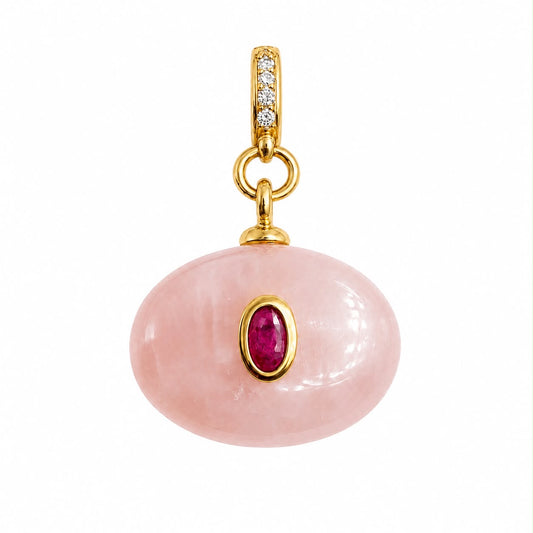 Dije Óvalo Cuarzo Rosa