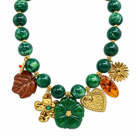 Collar Verde Flores