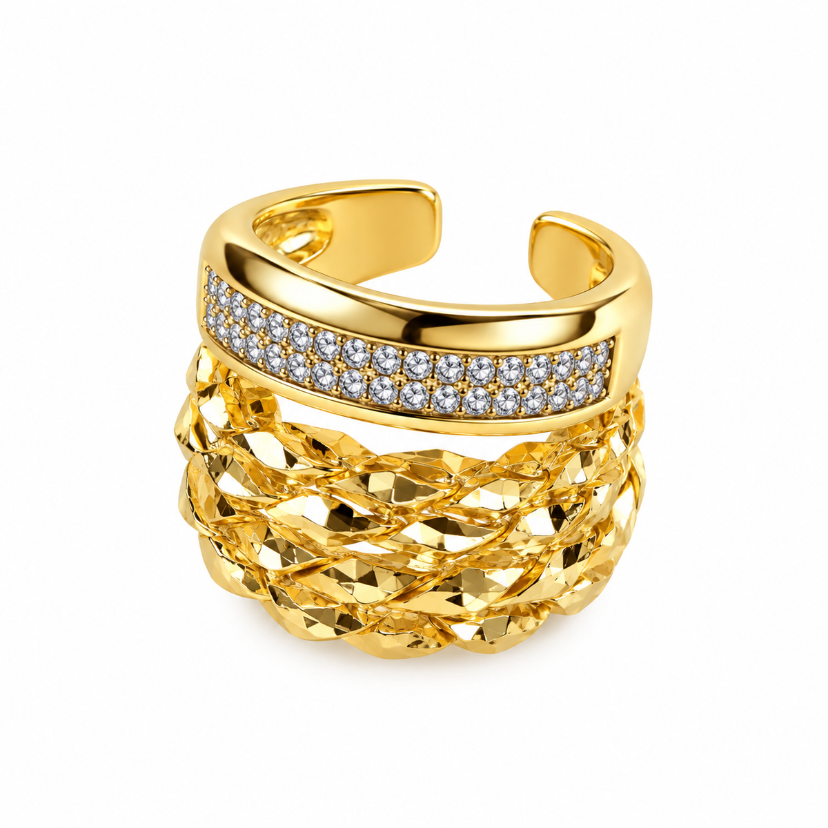 Anillo Rombo Doble Zirconias