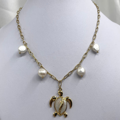 Cadena Tortuga de Mar y Perla