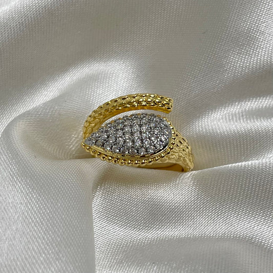 Anillo Bicolor Hoja Circonia 💍