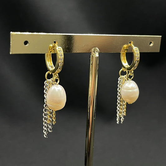 Aretes Perla con tiras