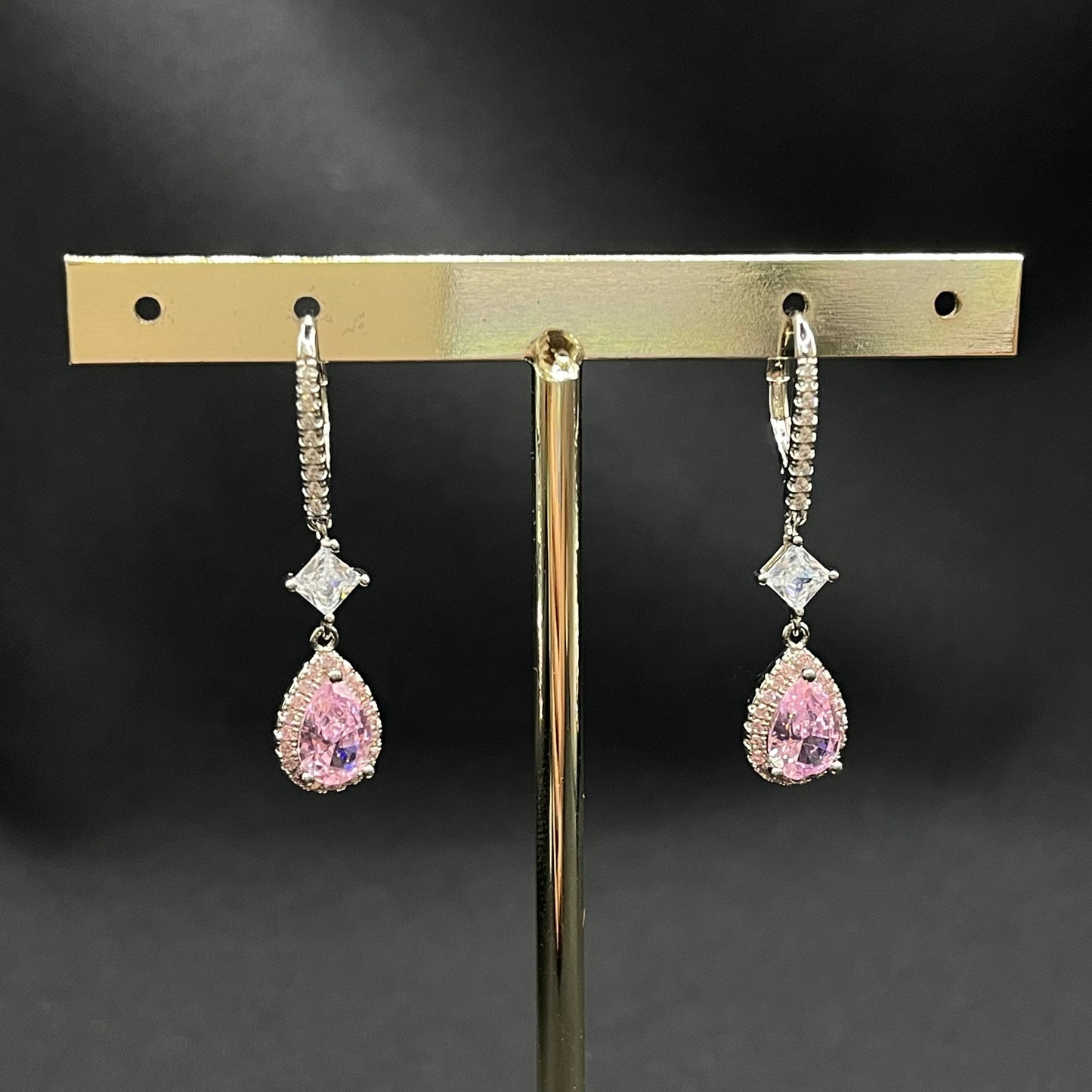 Aretes gota rosa