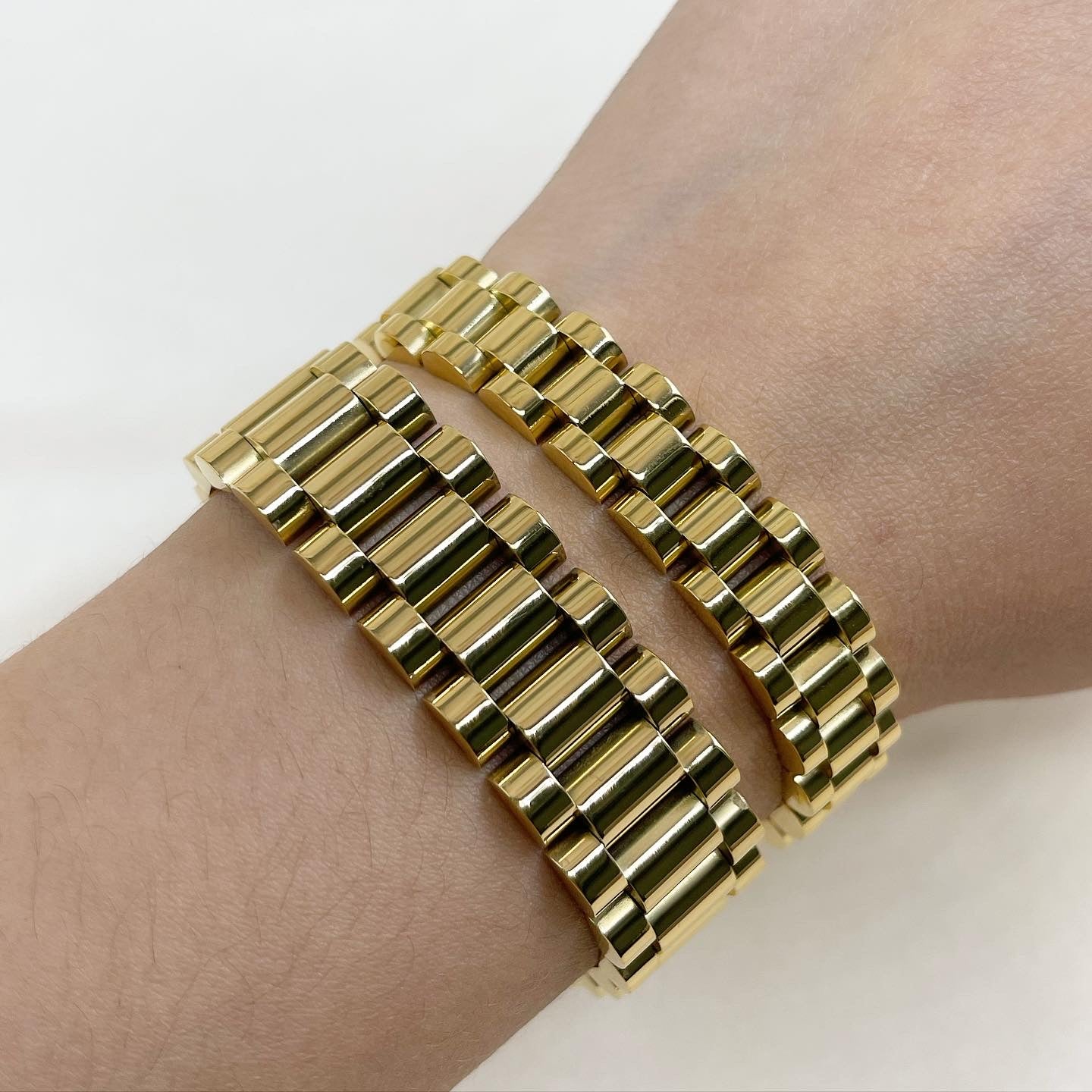 Oro Laminado Pulsera Tipo Rolex 14k Pulsera Tejido Rolex Pulsera