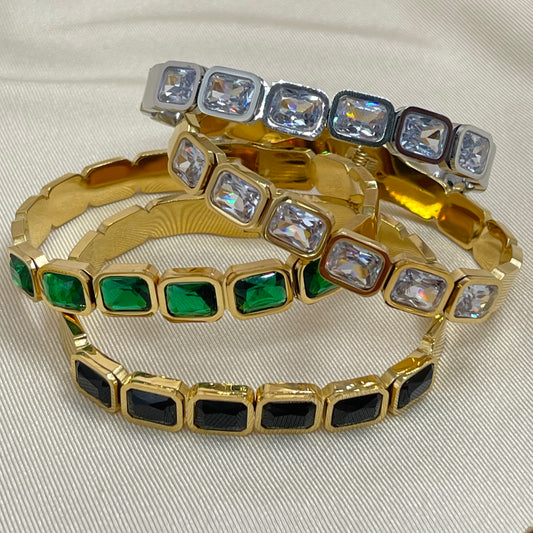 Brazalete acero y piedras