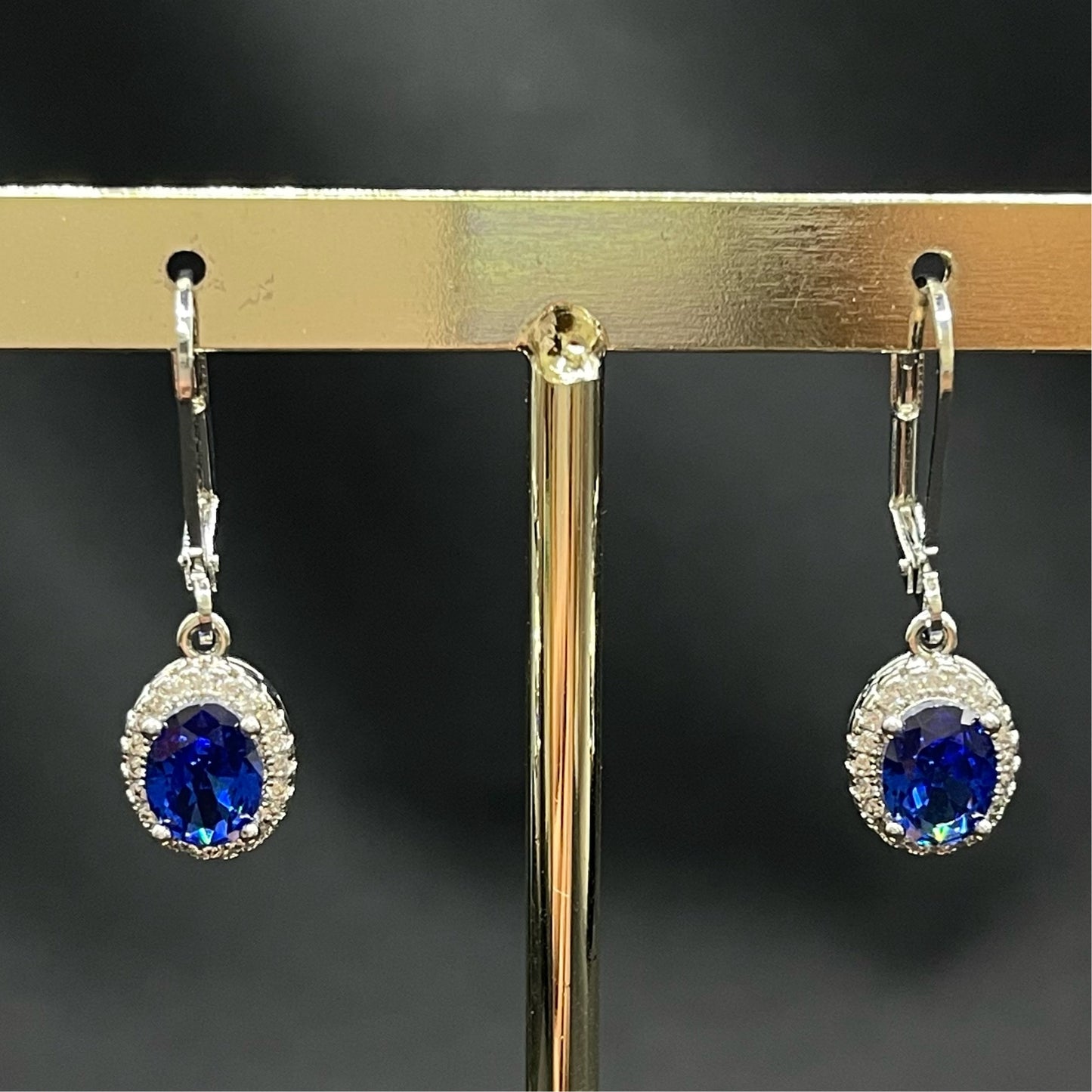 Aretes óvalo azul