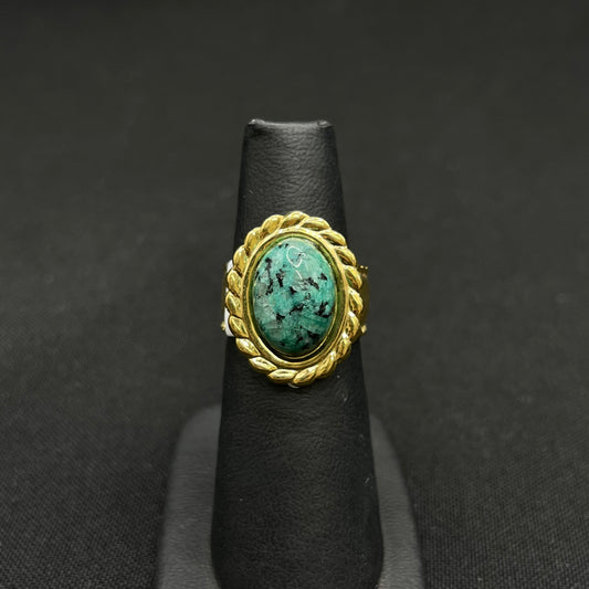 Anillo Acero Piedra Verde