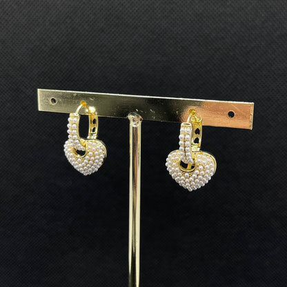 Aretes Corazón de Perlas