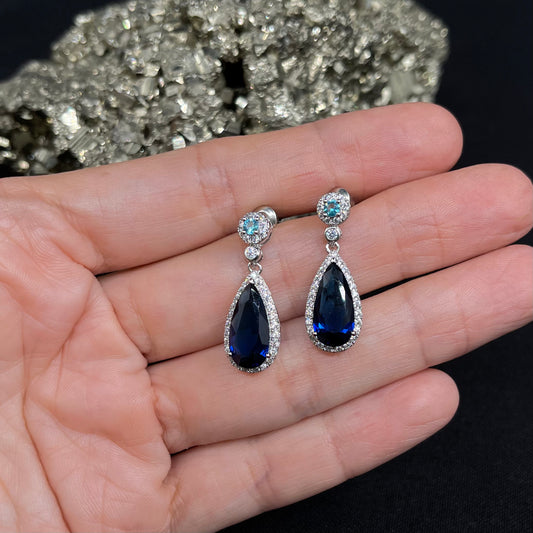 Aretes Gota Azul con Celeste